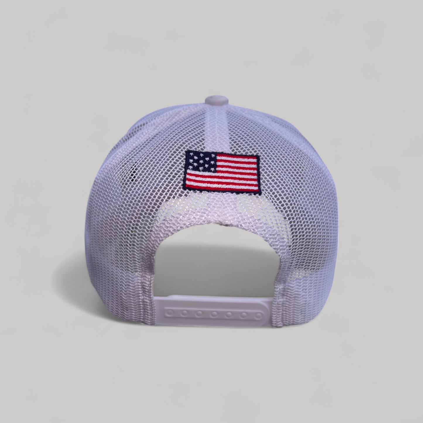 USA Trucker Hat - Silver on White