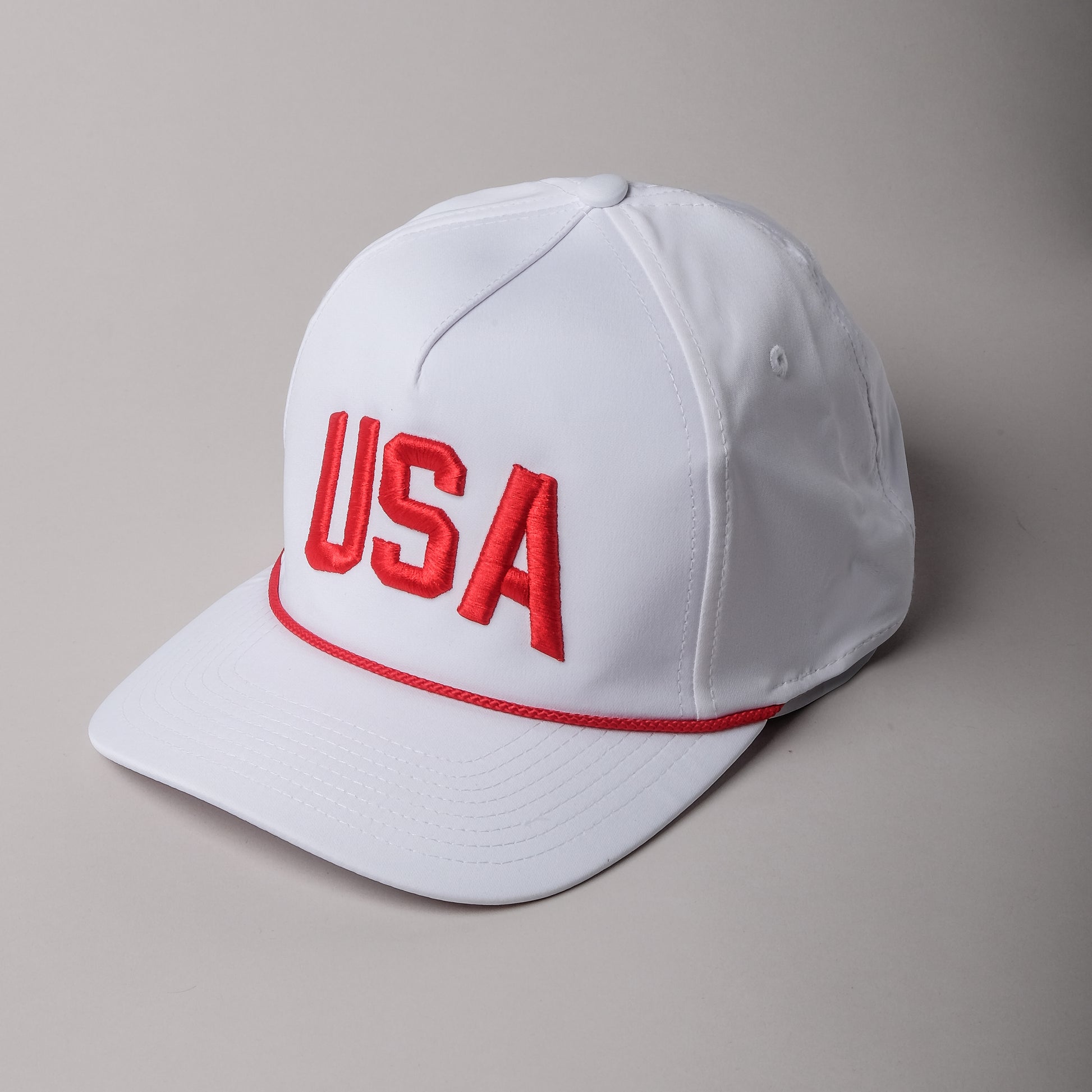 White & Red USA Performance Hat Front